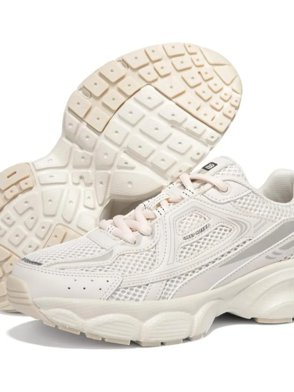 Women's Beige Chunky Fashion Sneakers Casual Sports Shoes Mesh Athletic
